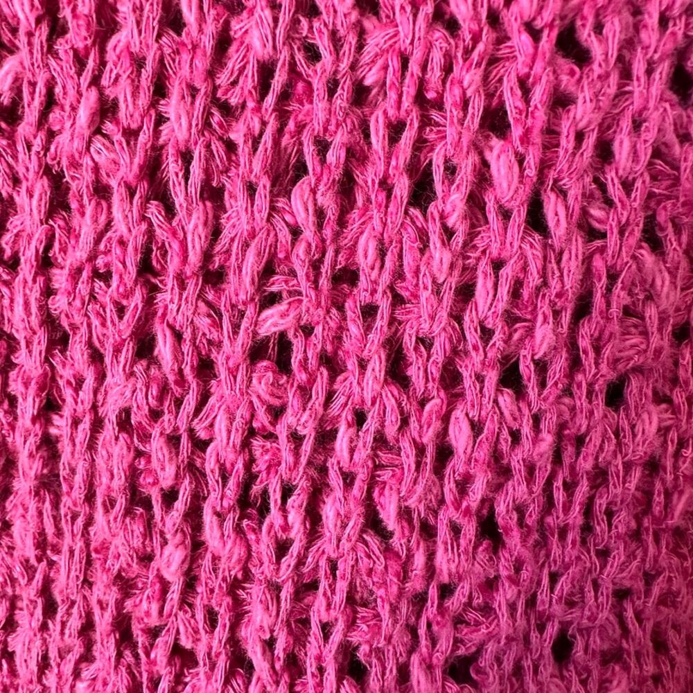 J Jill Open Knit Cardigan Sweater Womens SMALL Linen Blend Button Front Pink - Picture 5 of 11